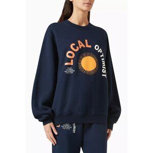 MADHAPPY Local Optimist Cotton Fleece Crewneck Sweatshirt Navy Size XS NWT